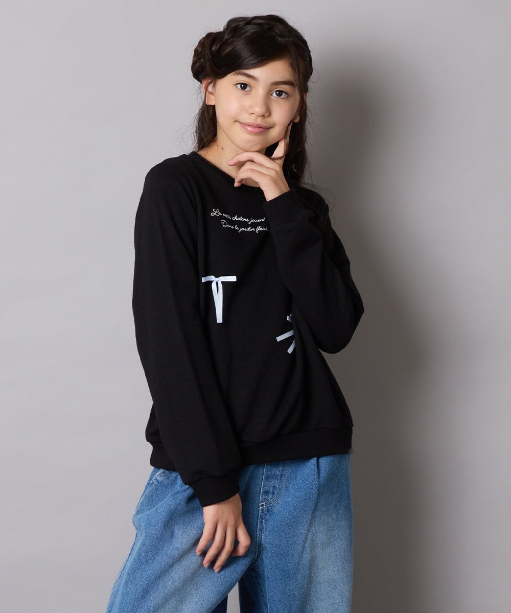 KJKAD51018 a.v.v KIDS(アー・ヴェ・ヴェ) [100-160]【WEB限定商品】リボン付きロゴトレーナー ライトブルー