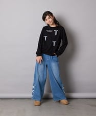 KJKAD51018 a.v.v KIDS(アー・ヴェ・ヴェ) [100-160]【WEB限定商品】リボン付きロゴトレーナー ライトブルー