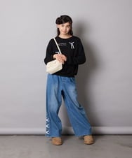 KJKAD51018 a.v.v KIDS(アー・ヴェ・ヴェ) [100-160]【WEB限定商品】リボン付きロゴトレーナー ライトブルー