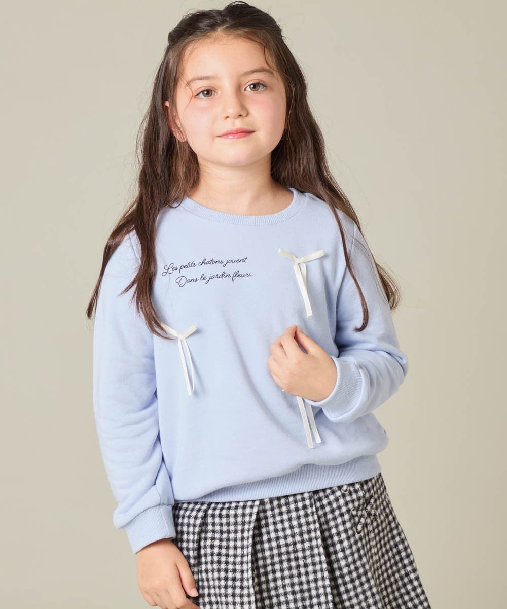 KJKAD51018 a.v.v KIDS(アー・ヴェ・ヴェ) [100-160]【WEB限定商品】リボン付きロゴトレーナー ライトブルー