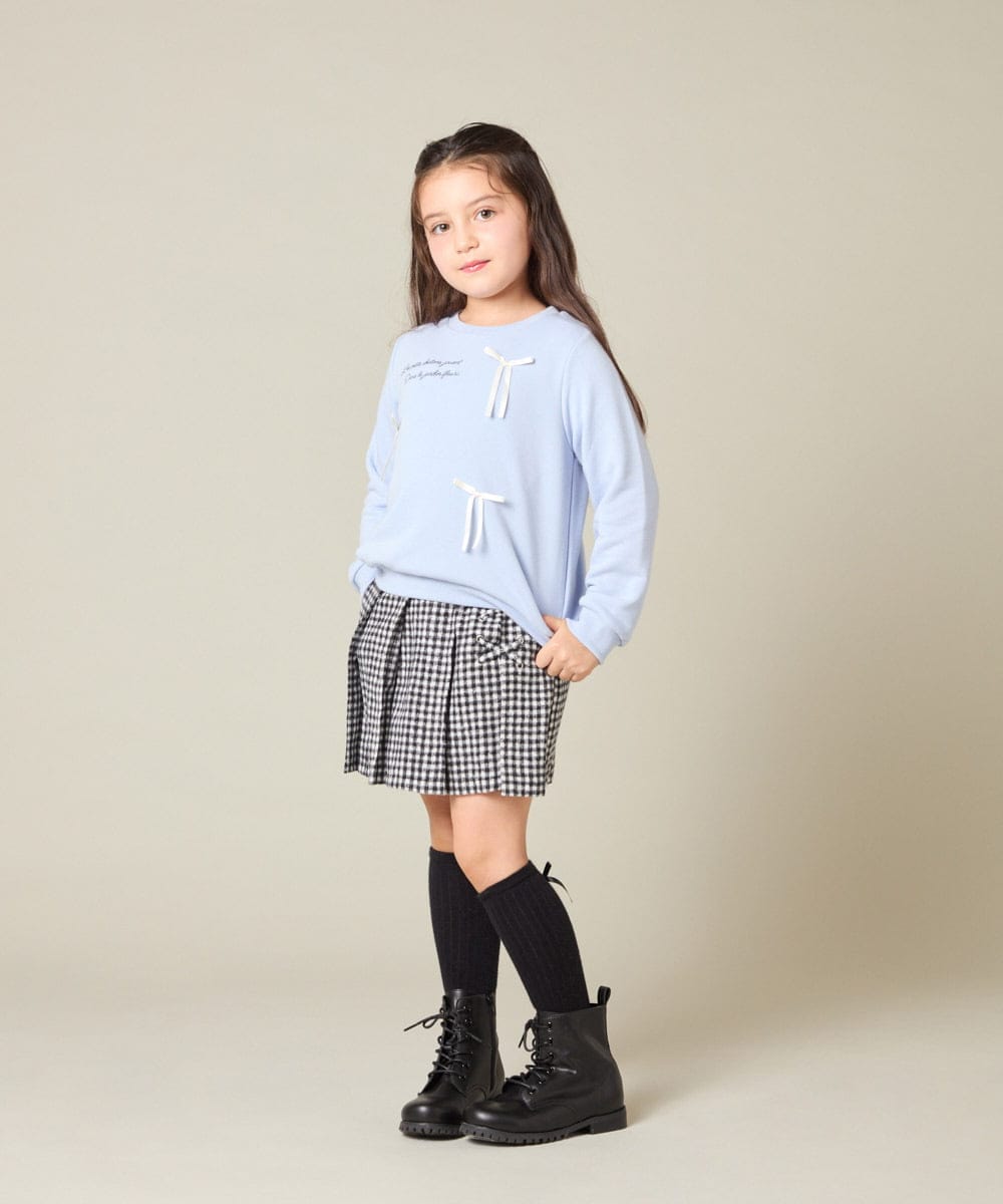 KJKAD51018 a.v.v KIDS(アー・ヴェ・ヴェ) [100-160]【WEB限定商品】リボン付きロゴトレーナー ライトブルー