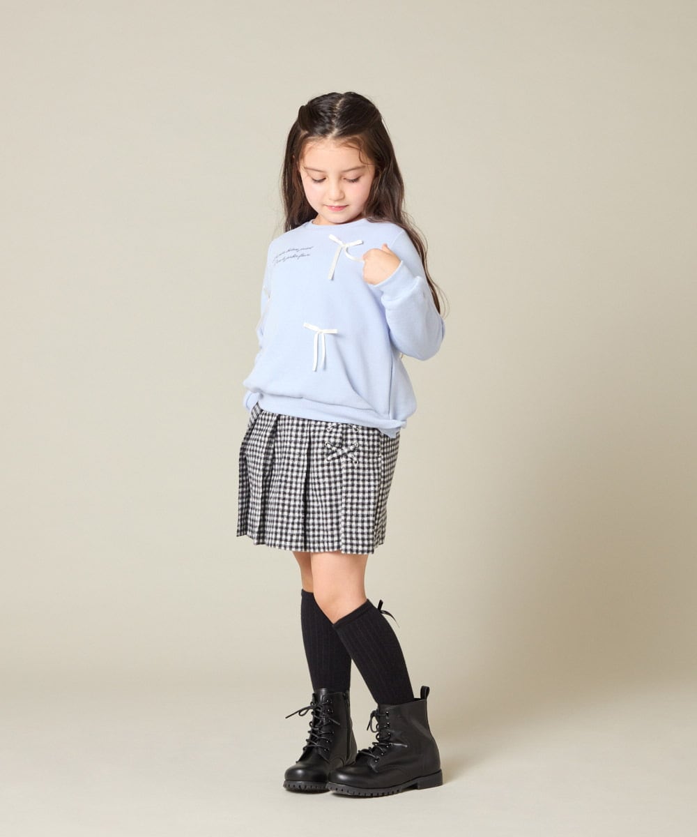 KJKAD51018 a.v.v KIDS(アー・ヴェ・ヴェ) [100-160]【WEB限定商品】リボン付きロゴトレーナー ライトブルー