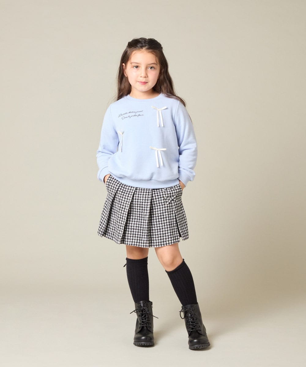 KJKAD51018 a.v.v KIDS(アー・ヴェ・ヴェ) [100-160]【WEB限定商品】リボン付きロゴトレーナー ライトブルー