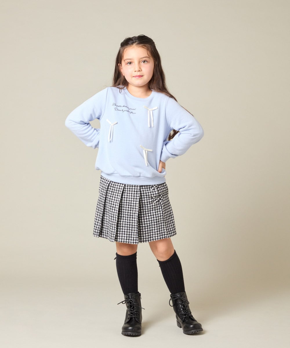 KJKAD51018 a.v.v KIDS(アー・ヴェ・ヴェ) [100-160]【WEB限定商品】リボン付きロゴトレーナー ライトブルー