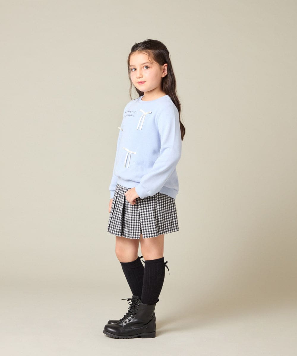 KJKAD51018 a.v.v KIDS(アー・ヴェ・ヴェ) [100-160]【WEB限定商品】リボン付きロゴトレーナー ライトブルー