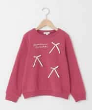KJKAD51018 a.v.v KIDS(アー・ヴェ・ヴェ) [100-160]【WEB限定商品/サテンリボンがカワイイ】リボン付きロゴトレーナー ピンク