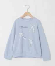 KJKAD51018 a.v.v KIDS(アー・ヴェ・ヴェ) [100-160]【WEB限定商品/サテンリボンがカワイイ】リボン付きロゴトレーナー ライトブルー