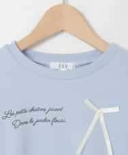 KJKAD51018 a.v.v KIDS(アー・ヴェ・ヴェ) [100-160]【WEB限定商品/サテンリボンがカワイイ】リボン付きロゴトレーナー ライトブルー