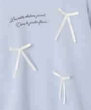 KJKAD51018 a.v.v KIDS(アー・ヴェ・ヴェ) [100-160]【WEB限定商品/サテンリボンがカワイイ】リボン付きロゴトレーナー ライトブルー