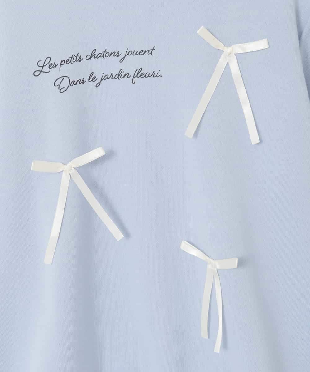 KJKAD51018 a.v.v KIDS(アー・ヴェ・ヴェ) [100-160]【WEB限定商品/サテンリボンがカワイイ】リボン付きロゴトレーナー ライトブルー