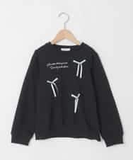 KJKAD51018 a.v.v KIDS(アー・ヴェ・ヴェ) [100-160]【WEB限定商品/サテンリボンがカワイイ】リボン付きロゴトレーナー ブラック