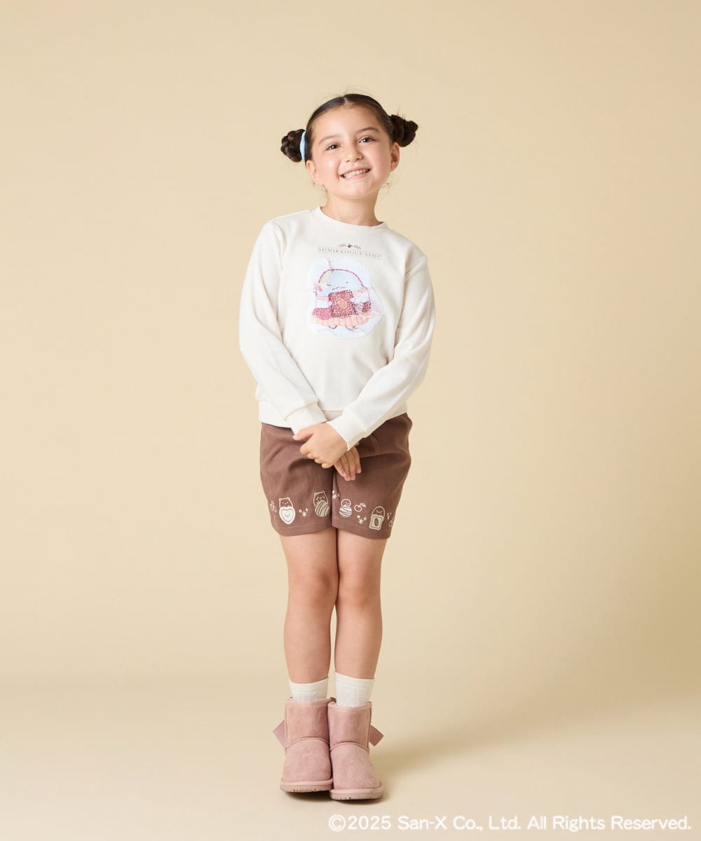 KJKAD80034 a.v.v KIDS(アー・ヴェ・ヴェ) [100-140]すみっコぐらしスパンコールトレーナー ピンク