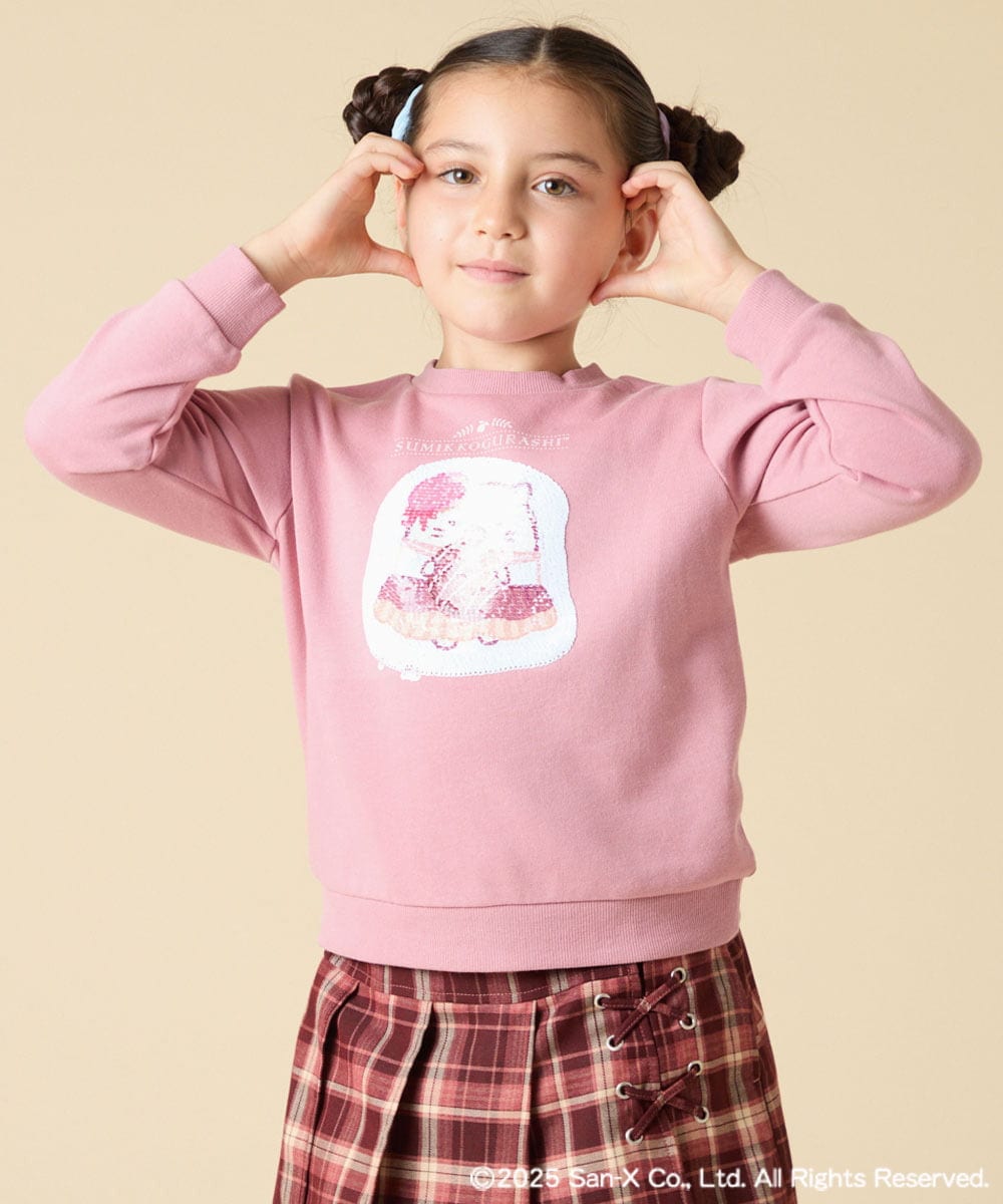KJKAD80034 a.v.v KIDS(アー・ヴェ・ヴェ) [100-140]すみっコぐらしスパンコールトレーナー ピンク