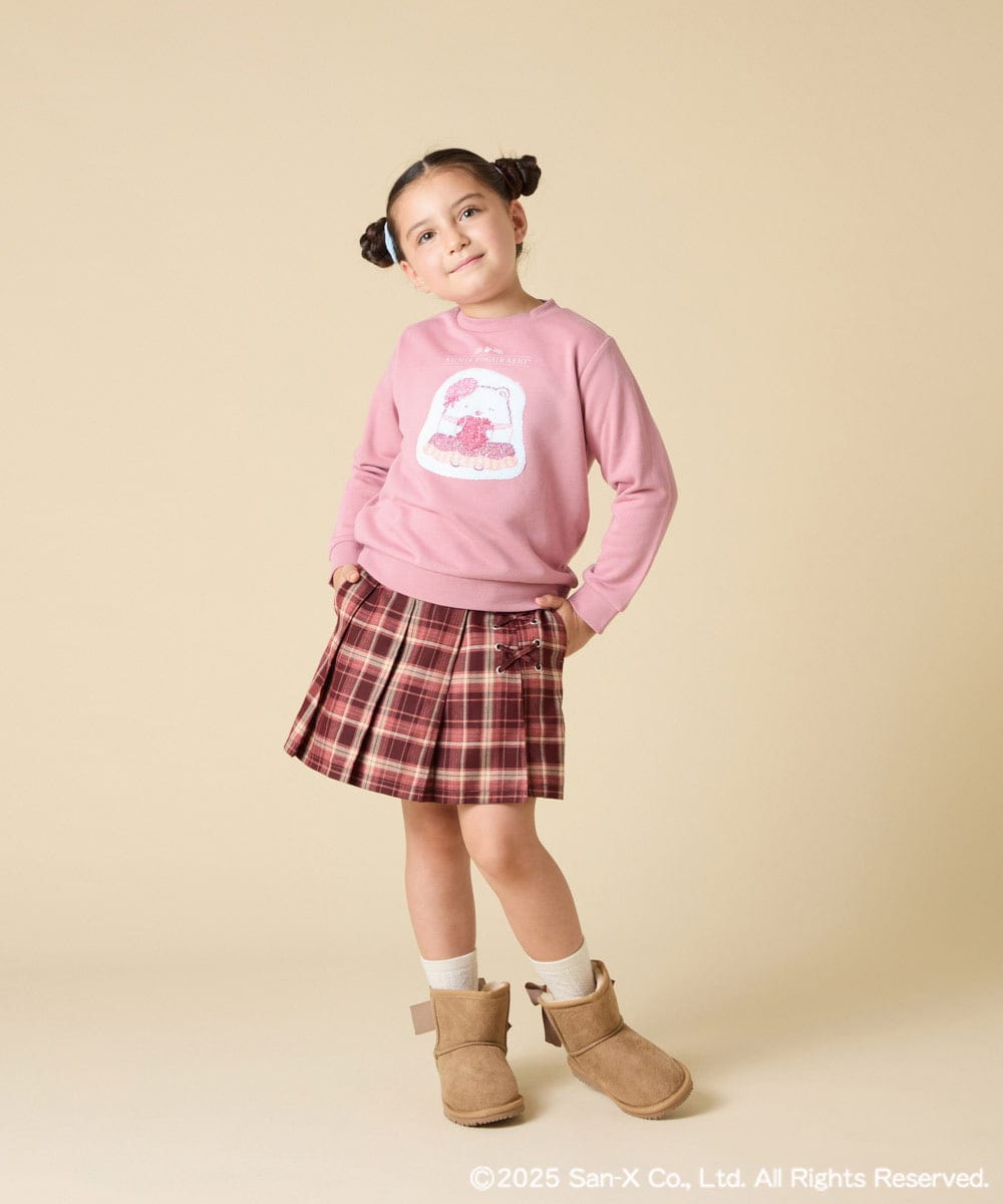 KJKAD80034 a.v.v KIDS(アー・ヴェ・ヴェ) [100-140]すみっコぐらしスパンコールトレーナー ピンク