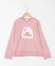 KJKAD80034 a.v.v KIDS(アー・ヴェ・ヴェ) [100-140]【a.v.v限定デザイン/アートが変わるスパンコール/しろくまとねこ/とかげとぺんぎん】すみっコぐらしスパンコールトレーナー ピンク