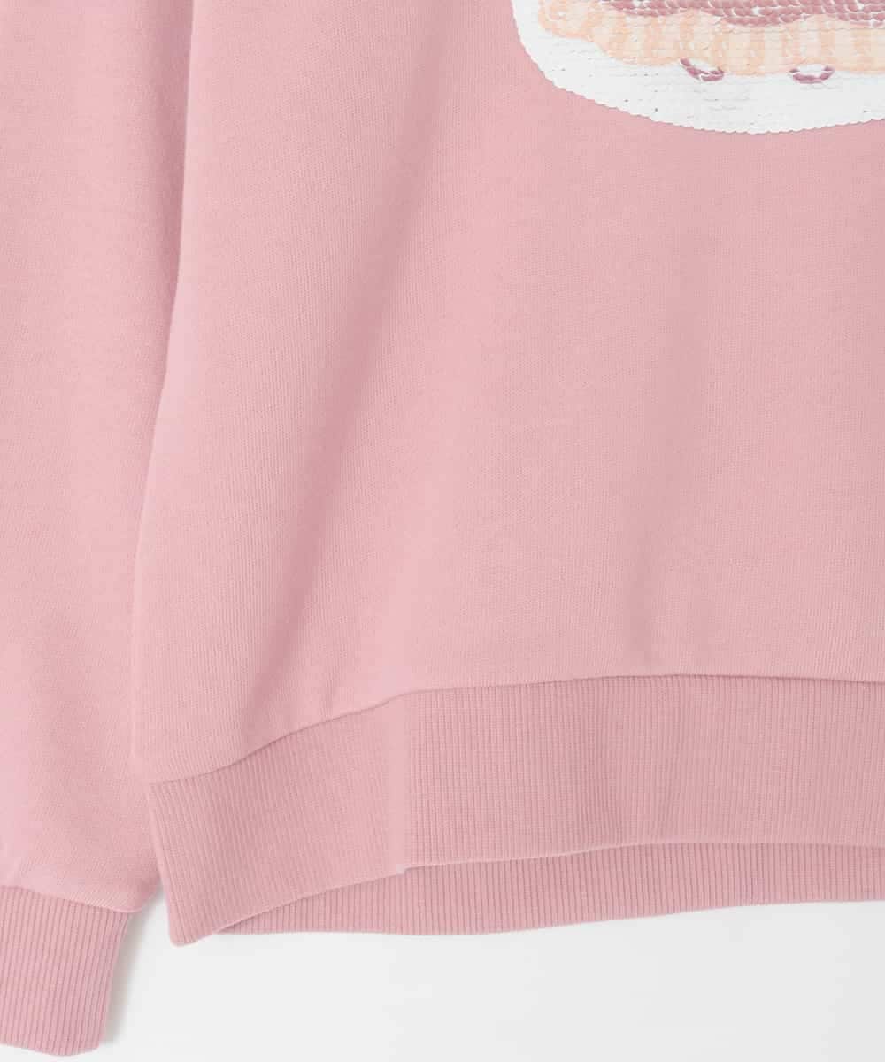 KJKAD80034 a.v.v KIDS(アー・ヴェ・ヴェ) [100-140]【a.v.v限定デザイン/アートが変わるスパンコール/しろくまとねこ/とかげとぺんぎん】すみっコぐらしスパンコールトレーナー ピンク