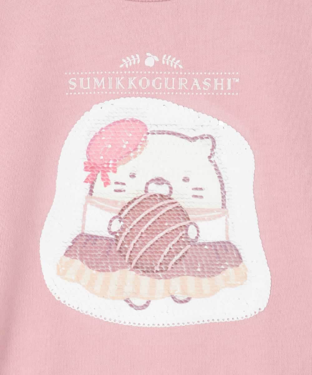 KJKAD80034 a.v.v KIDS(アー・ヴェ・ヴェ) [100-140]【a.v.v限定デザイン/アートが変わるスパンコール/しろくまとねこ/とかげとぺんぎん】すみっコぐらしスパンコールトレーナー ピンク