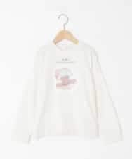 KJKAD80034 a.v.v KIDS(アー・ヴェ・ヴェ) [100-140]【a.v.v限定デザイン/アートが変わるスパンコール/しろくまとねこ/とかげとぺんぎん】すみっコぐらしスパンコールトレーナー アイボリー