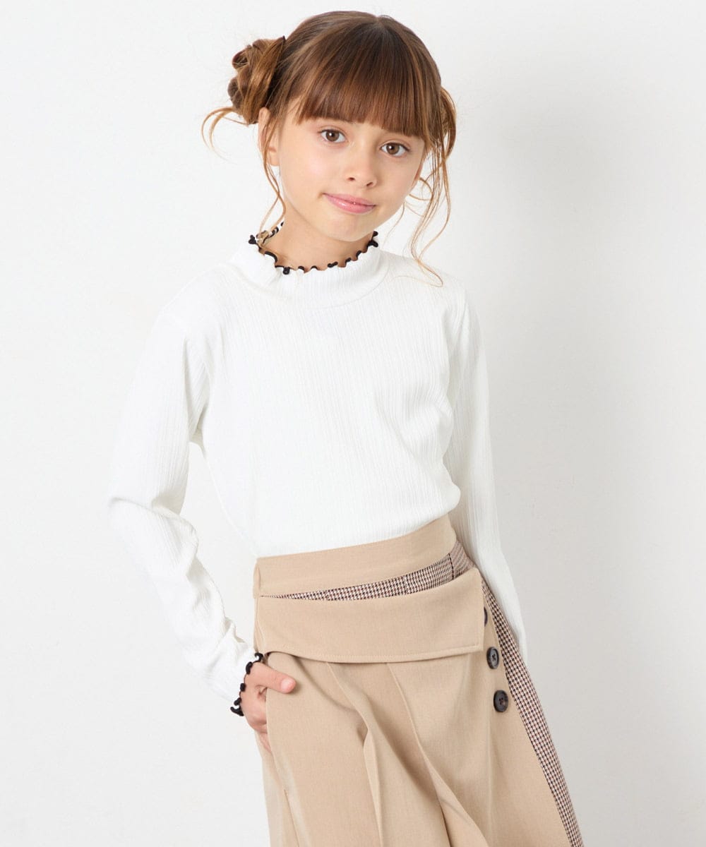 KJKAG08026 a.v.v KIDS(アー・ヴェ・ヴェ) [100-160]ハイネックテレコ ホワイト