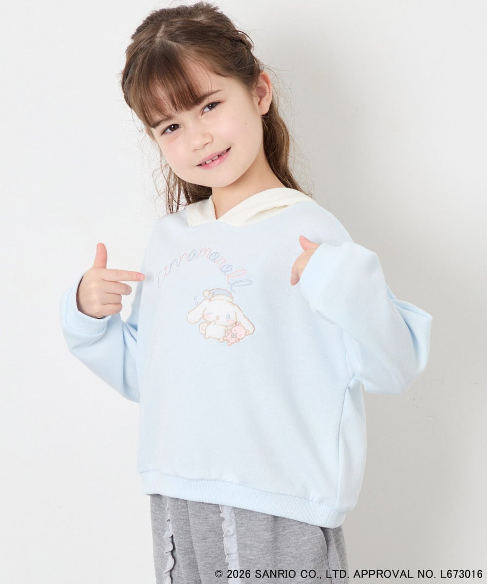 KJKAG15054 a.v.v KIDS(アー・ヴェ・ヴェ) [110-140][コラボ]シナモンロール耳付きパーカー ライトブルー