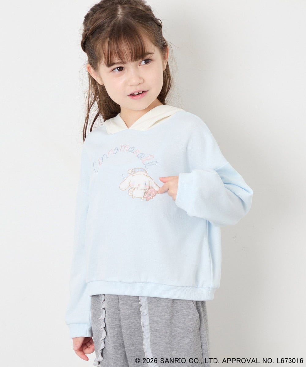 KJKAG15054 a.v.v KIDS(アー・ヴェ・ヴェ) [110-140][コラボ]シナモンロール耳付きパーカー ライトブルー