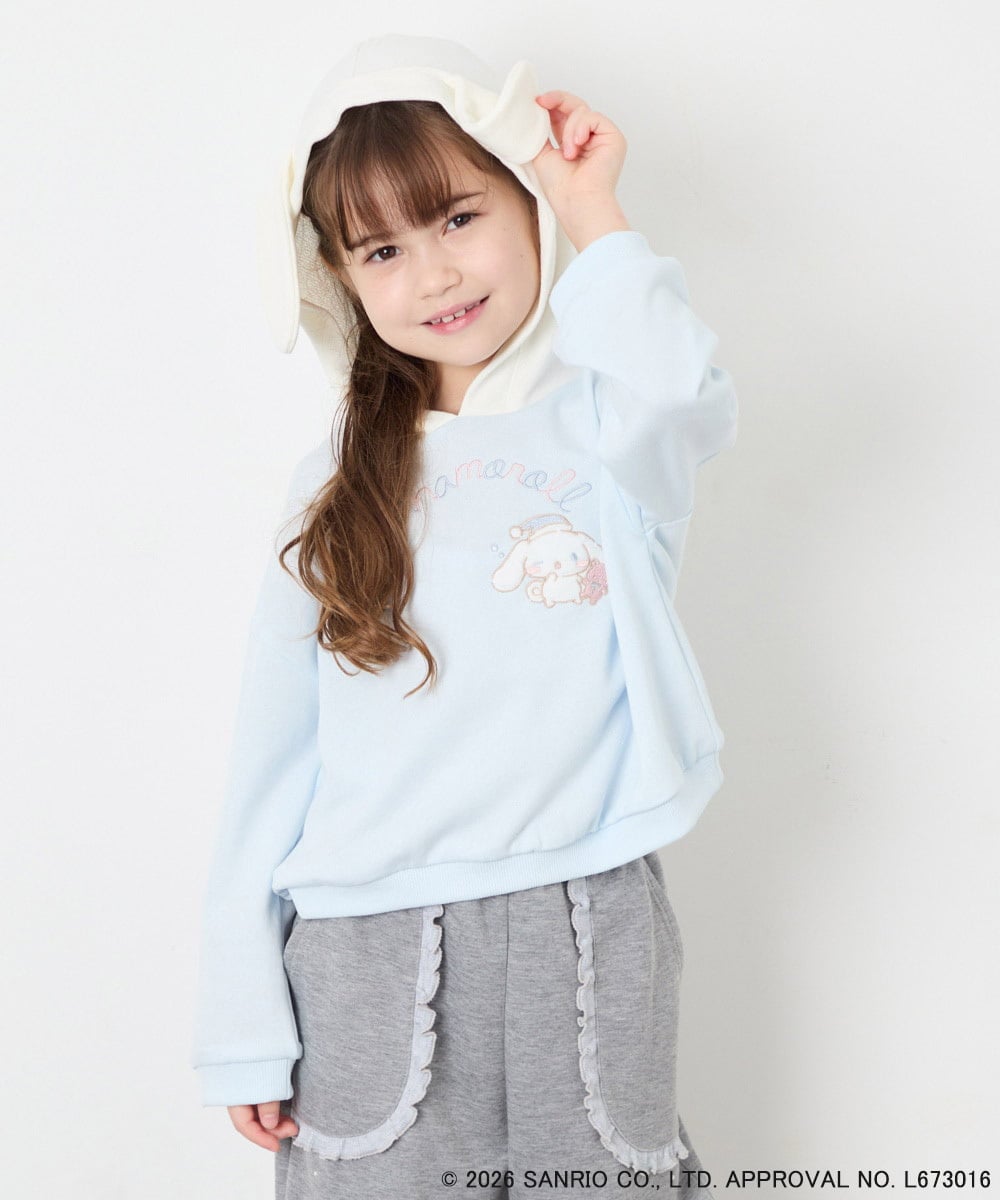 KJKAG15054 a.v.v KIDS(アー・ヴェ・ヴェ) [110-140][コラボ]シナモンロール耳付きパーカー ライトブルー
