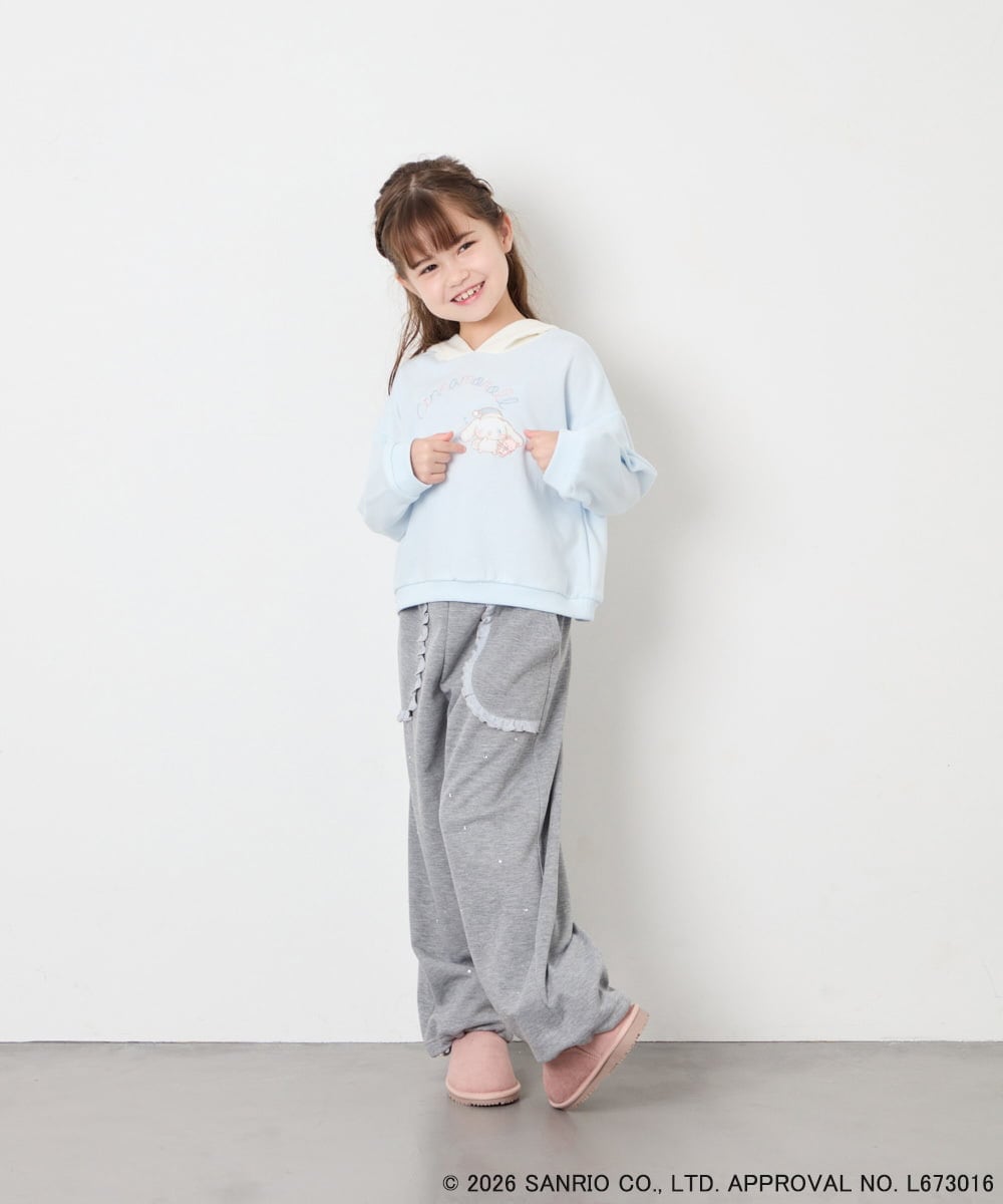 KJKAG15054 a.v.v KIDS(アー・ヴェ・ヴェ) [110-140][コラボ]シナモンロール耳付きパーカー ライトブルー