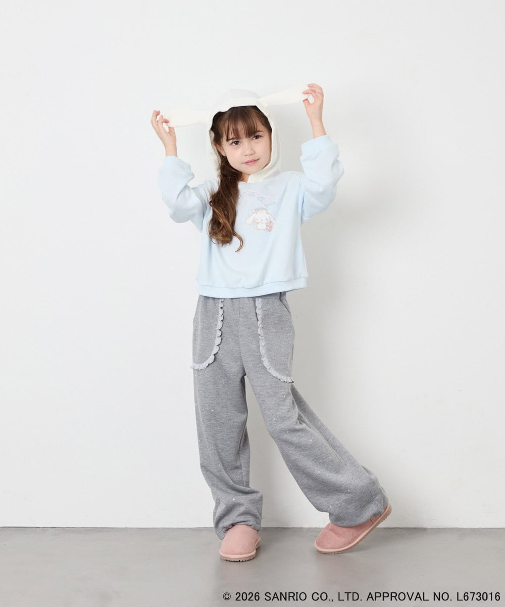 KJKAG15054 a.v.v KIDS(アー・ヴェ・ヴェ) [110-140][コラボ]シナモンロール耳付きパーカー ライトブルー