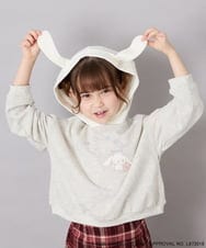 KJKAG15054 a.v.v KIDS(アー・ヴェ・ヴェ) [110-140][コラボ]シナモンロール耳付きパーカー ライトグレー