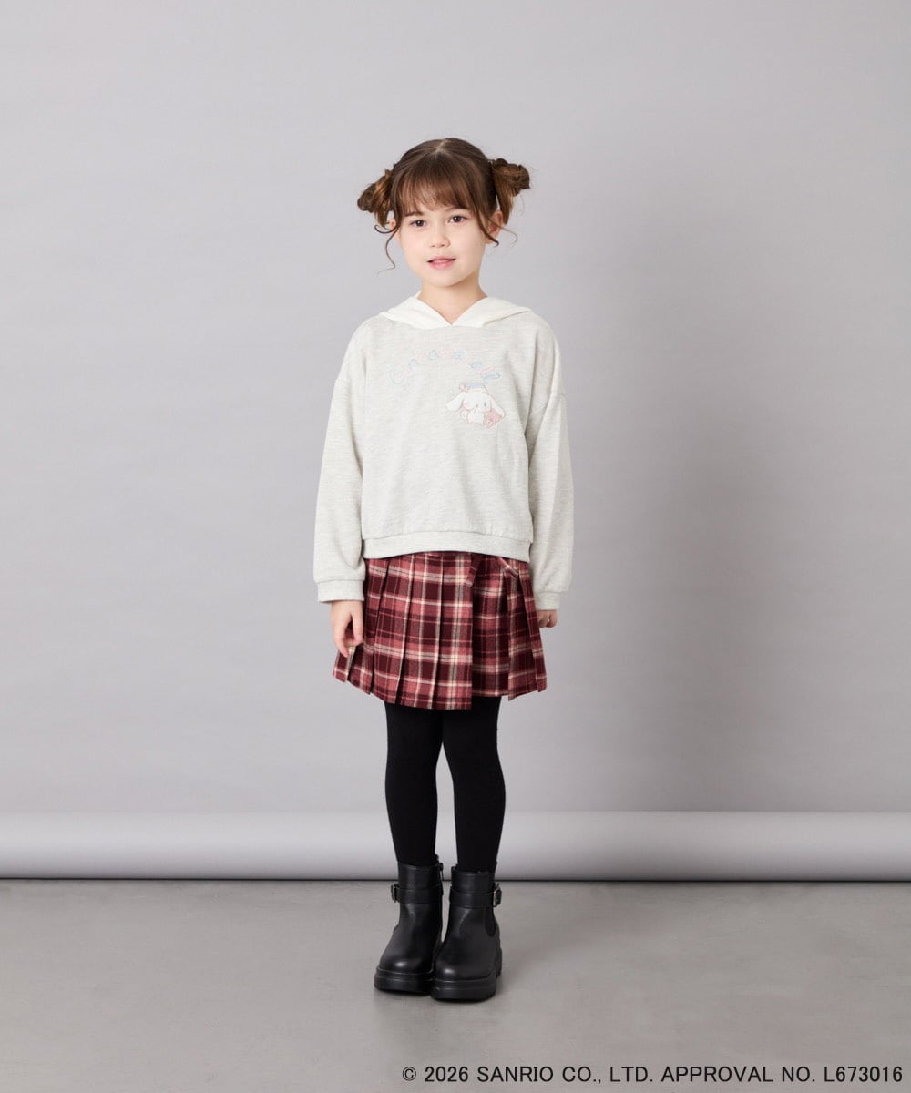 KJKAG15054 a.v.v KIDS(アー・ヴェ・ヴェ) [110-140][コラボ]シナモンロール耳付きパーカー ライトグレー