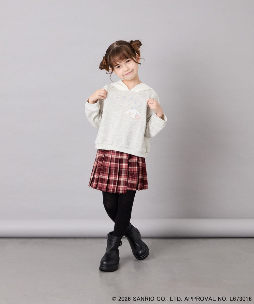 KJKAG15054 a.v.v KIDS(アー・ヴェ・ヴェ) [110-140][コラボ]シナモンロール耳付きパーカー ライトグレー