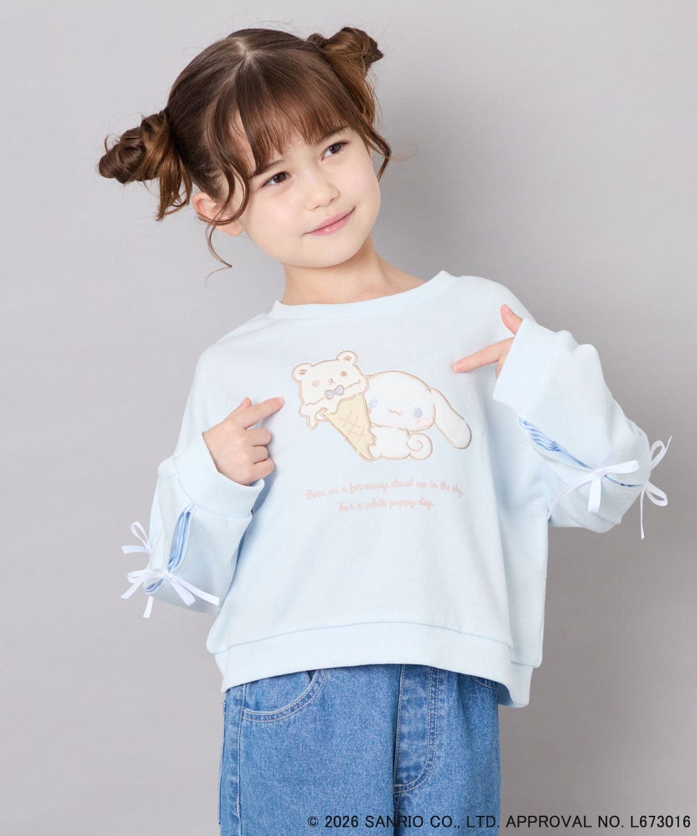 KJKAG16049 a.v.v KIDS(アー・ヴェ・ヴェ) [110-140][コラボ]シナモン袖ストライププルオーバー ライトブルー