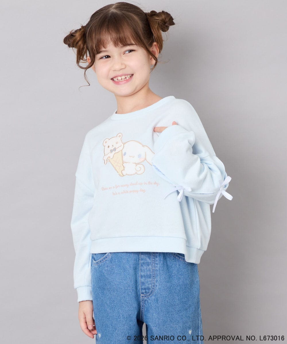KJKAG16049 a.v.v KIDS(アー・ヴェ・ヴェ) [110-140][コラボ]シナモン袖ストライププルオーバー ライトブルー