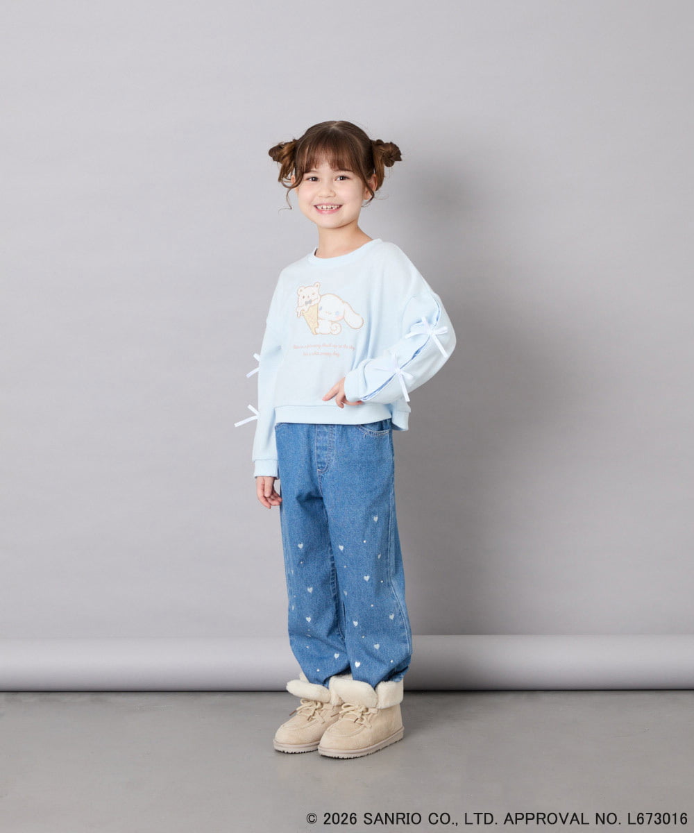 KJKAG16049 a.v.v KIDS(アー・ヴェ・ヴェ) [110-140][コラボ]シナモン袖ストライププルオーバー ライトブルー