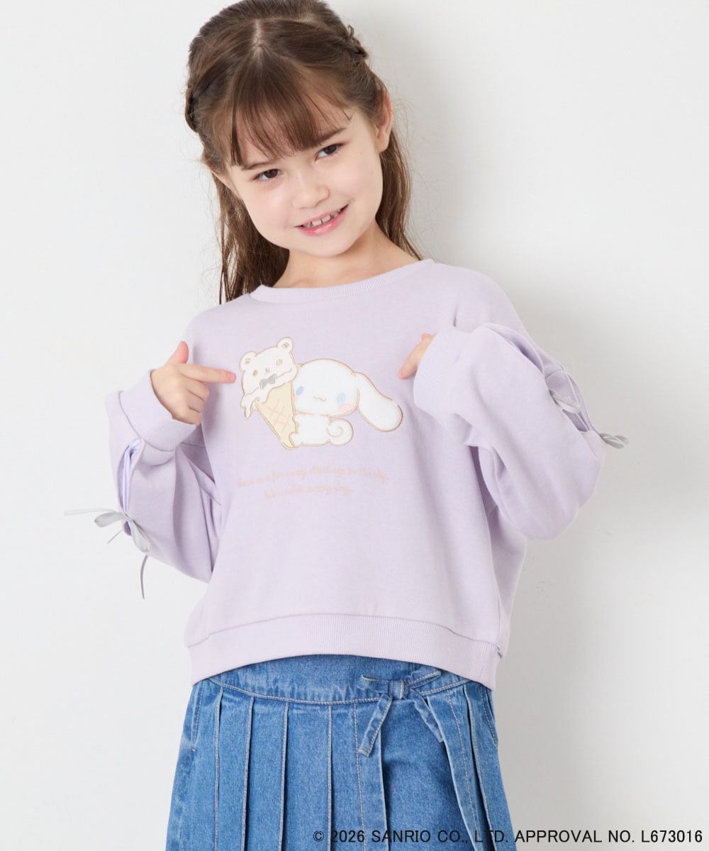 KJKAG16049 a.v.v KIDS(アー・ヴェ・ヴェ) [110-140][コラボ]シナモン袖ストライププルオーバー ラベンダー