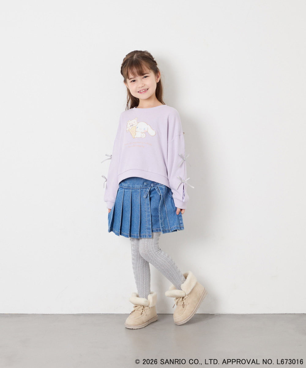 KJKAG16049 a.v.v KIDS(アー・ヴェ・ヴェ) [110-140][コラボ]シナモン袖ストライププルオーバー ラベンダー
