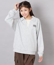 KJKAG19039 a.v.v KIDS(アー・ヴェ・ヴェ) [140-150]【男女兼用】シャツレイヤー風ヘンリーネックPO ライトグレー