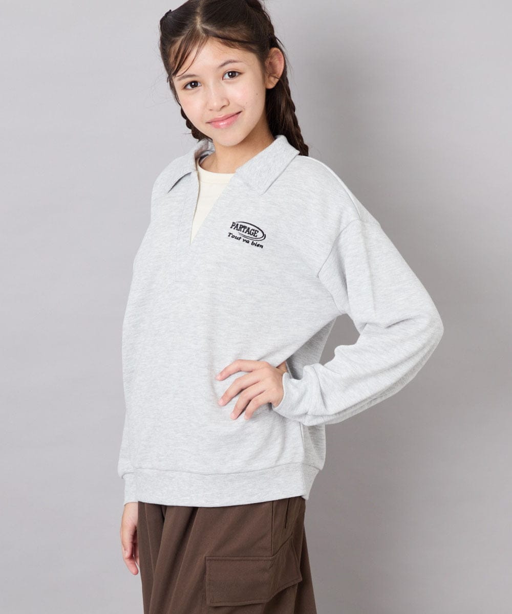 KJKAG19039 a.v.v KIDS(アー・ヴェ・ヴェ) [140-150]【男女兼用】シャツレイヤー風ヘンリーネックPO ライトグレー