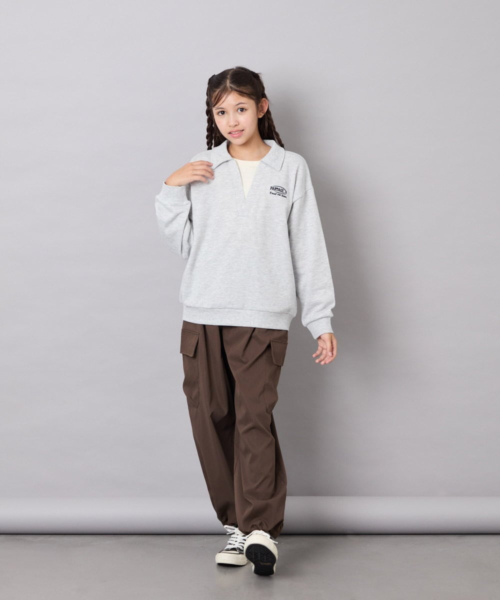 KJKAG19039 a.v.v KIDS(アー・ヴェ・ヴェ) [140-150]【男女兼用】シャツレイヤー風ヘンリーネックPO ライトグレー