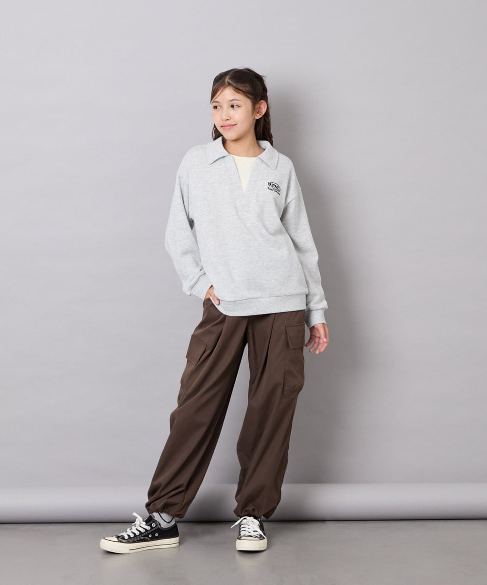 KJKAG19039 a.v.v KIDS(アー・ヴェ・ヴェ) [140-150]【男女兼用】シャツレイヤー風ヘンリーネックPO ライトグレー