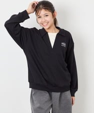 KJKAG19039 a.v.v KIDS(アー・ヴェ・ヴェ) [140-150]【男女兼用】シャツレイヤー風ヘンリーネックPO ブラック