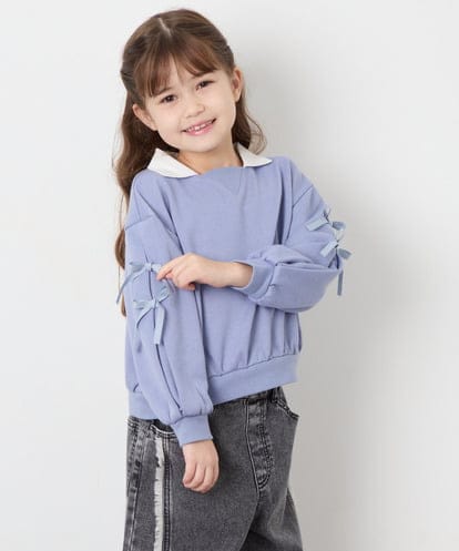 KJKAG21029 a.v.v KIDS [120-160]【WEB限定】襟付きリボントレーナー