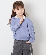 KJKAG21029 a.v.v KIDS(アー・ヴェ・ヴェ) [120-160]【WEB限定】襟付きリボントレーナー ライトブルー
