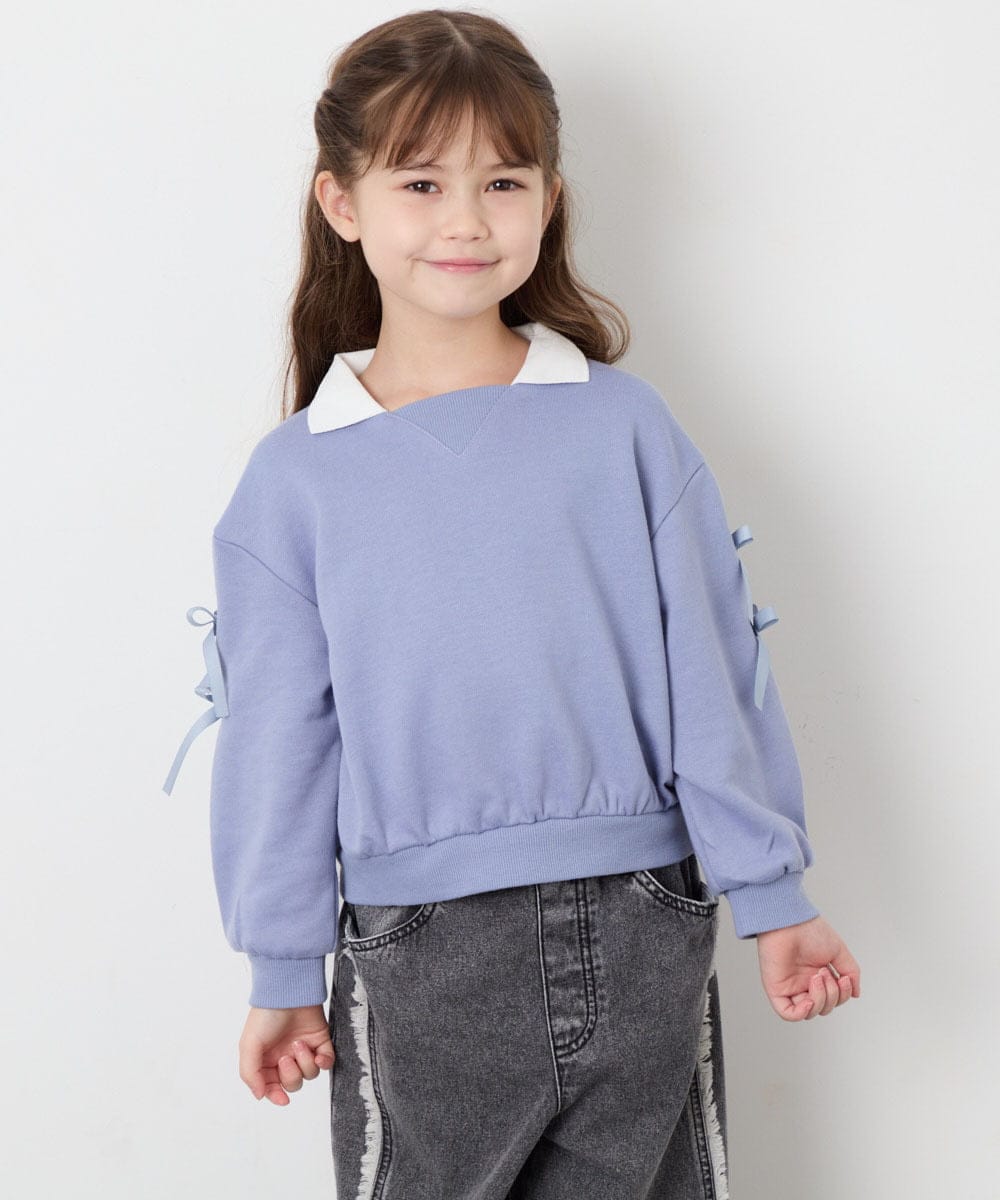 KJKAG21029 a.v.v KIDS(アー・ヴェ・ヴェ) [120-160]【WEB限定】襟付きリボントレーナー ライトブルー
