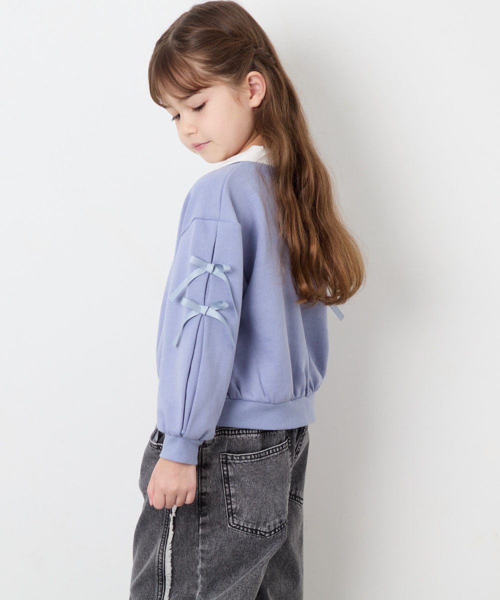 KJKAG21029 a.v.v KIDS(アー・ヴェ・ヴェ) [120-160]【WEB限定】襟付きリボントレーナー ライトブルー