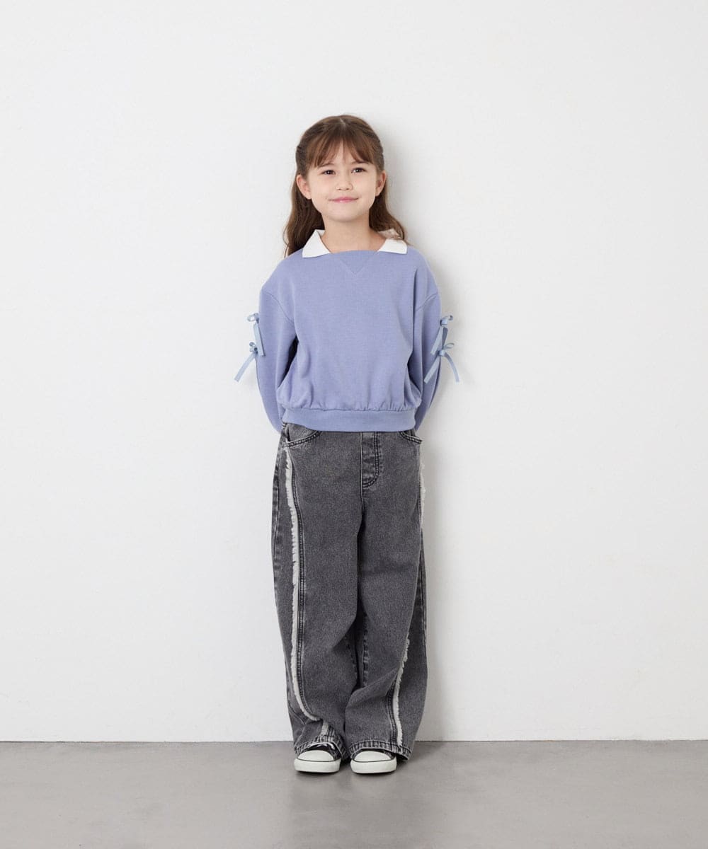 KJKAG21029 a.v.v KIDS(アー・ヴェ・ヴェ) [120-160]【WEB限定】襟付きリボントレーナー ライトブルー