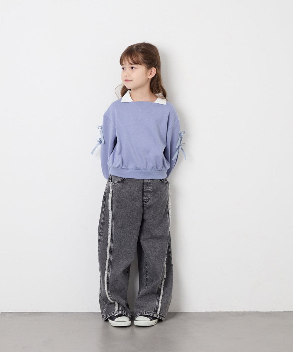 KJKAG21029 a.v.v KIDS(アー・ヴェ・ヴェ) [120-160]【WEB限定】襟付きリボントレーナー ライトブルー