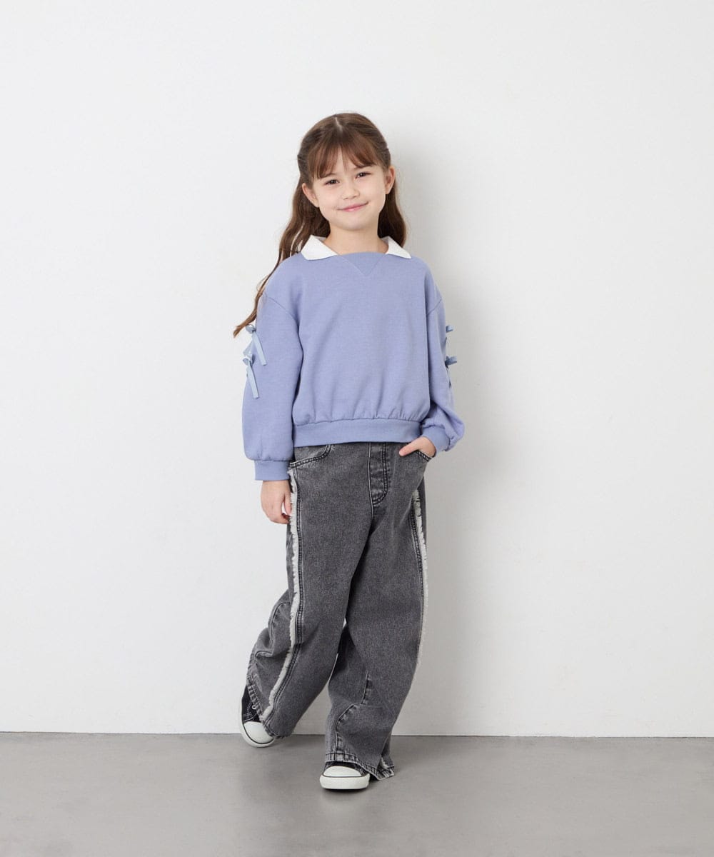 KJKAG21029 a.v.v KIDS(アー・ヴェ・ヴェ) [120-160]【WEB限定】襟付きリボントレーナー ライトブルー