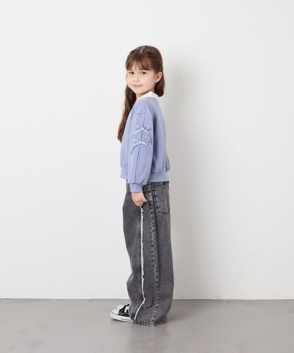 KJKAG21029 a.v.v KIDS(アー・ヴェ・ヴェ) [120-160]【WEB限定】襟付きリボントレーナー ライトブルー