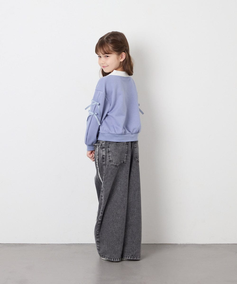 KJKAG21029 a.v.v KIDS(アー・ヴェ・ヴェ) [120-160]【WEB限定】襟付きリボントレーナー ライトブルー